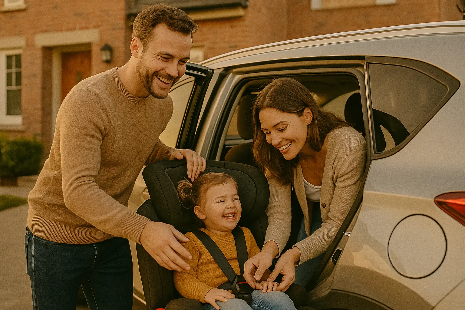 Família feliz, liberta do stress financeiro